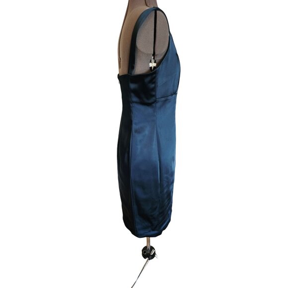 Calvin Klein Midi Dress Size 10 Teal sleeveless pleated bust cocktail - Picture 2 of 11